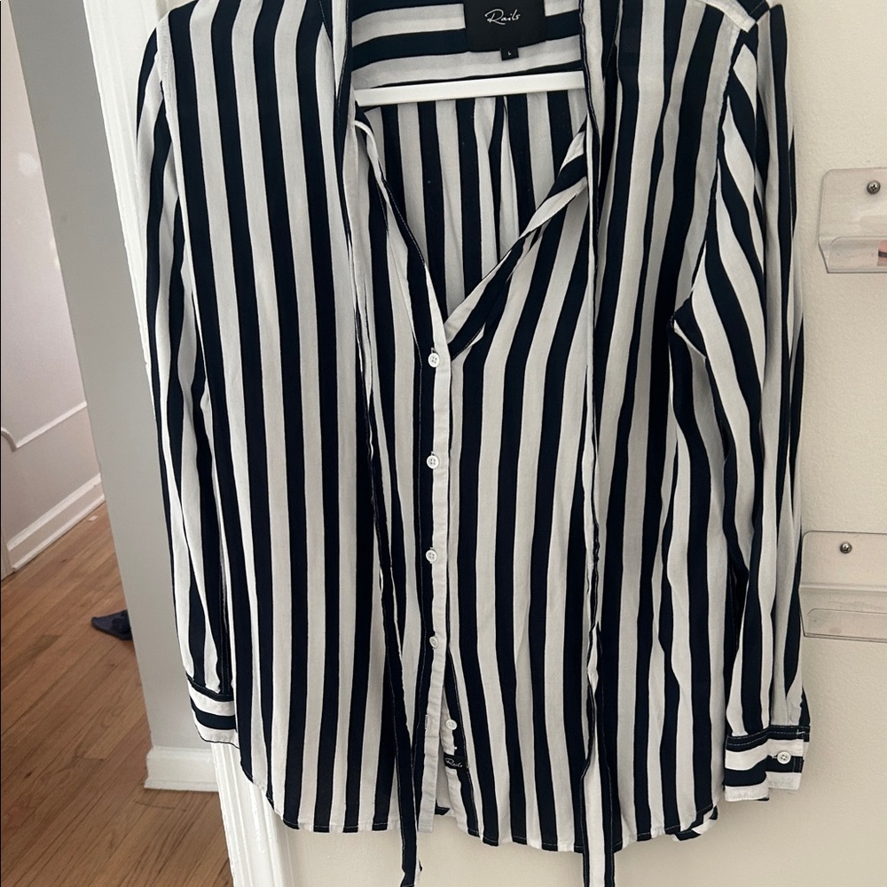 Rails Navy and White Striped Button-Down